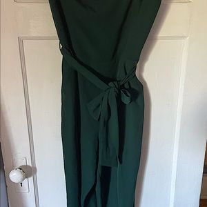 Strapless emerald jumpsuit from Dynamite